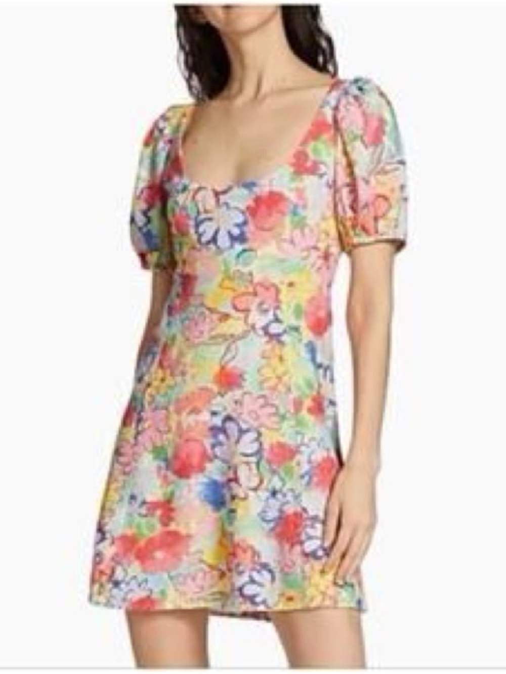 RIXO Floral-Print Canvas Mini Dress